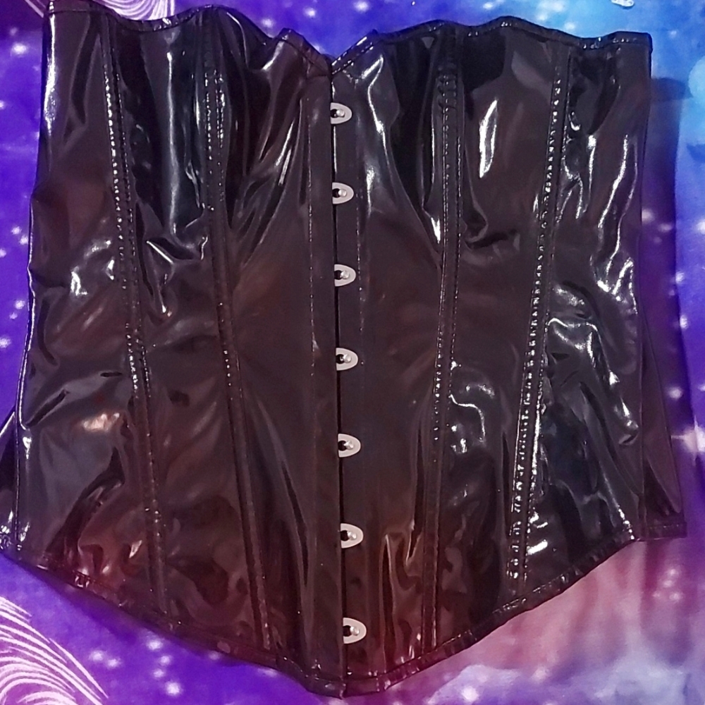 Black PVC Underbust Corset